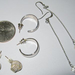 Three Pair Silver Earrings
